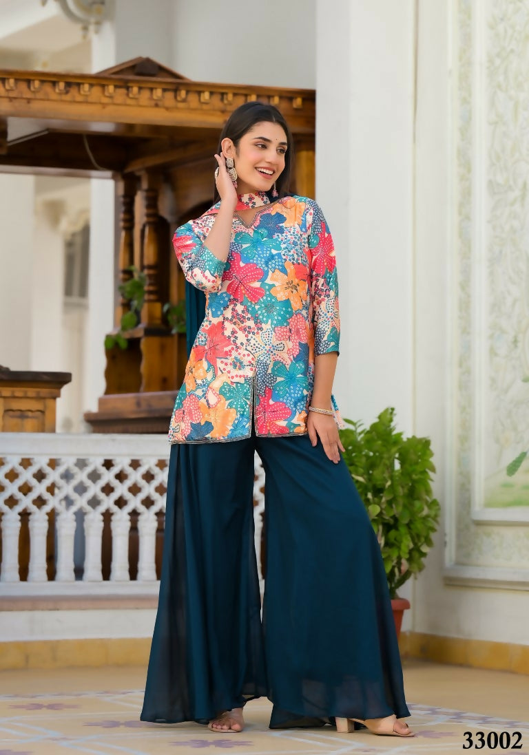 Designer Stylish Cream Dull satin Stitched Suit With Dupatta - Samya | Grocsy
