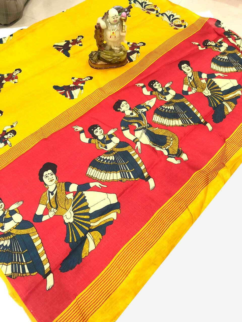 Vamika Latest Fashion Yellow Kalamkari With Jhalar Khadi Silk Saree | Grocsy