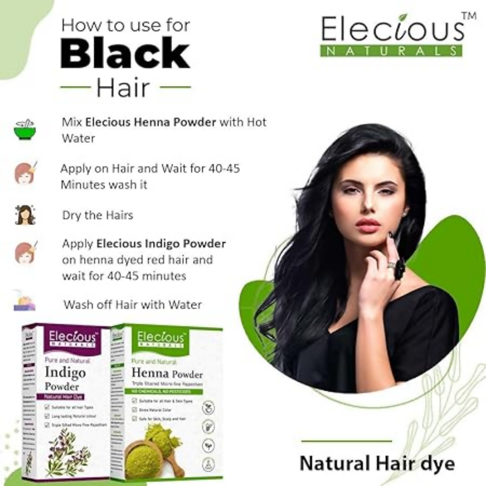 Elecious Naturals Indigo and Henna powder for Black Hair | Grocsy