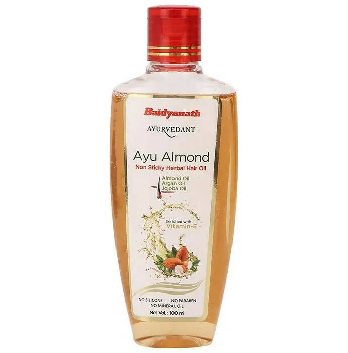Baidyanath Jhansi Ayurvedant Ayu Almond Non Sticky Herbal Hair Oil | Grocsy