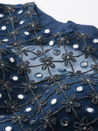 House of Panchhi Navy Blue Net Semi Stitched Coding, Sequins and Mirror work Lehenga Choli | Grocsy