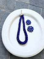 Inhanns Noor-E-Jalwa – Handmade Crystal Bead Necklace / Necklace With Earrings -Adjustable - Blue | Grocsy