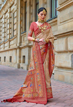 Dirt Brown Superior V.P.Silk Woven Printed Patola Silk Saree - Rewaa Milano | Grocsy