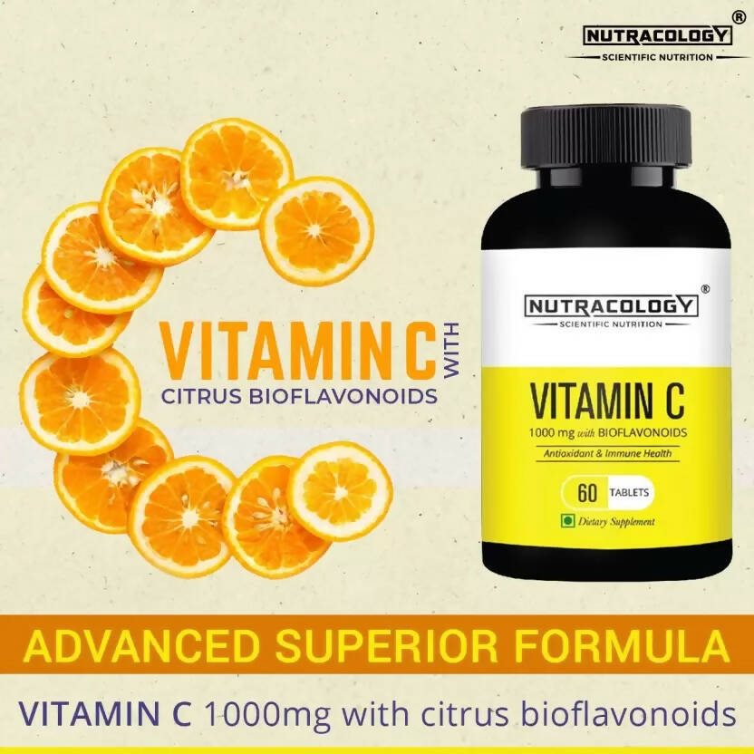 Nutracology Vitamin C 1000mg with Citrus Bioflavonoids for Immunity & Glowing Skin Tablets | Grocsy