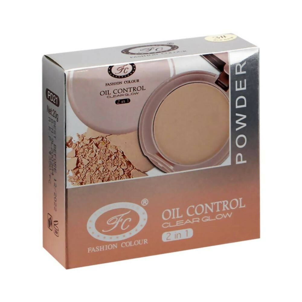 Fashion Colour Oil Control Clear Glow 2 in 1 Powder-Shade 01 | Grocsy