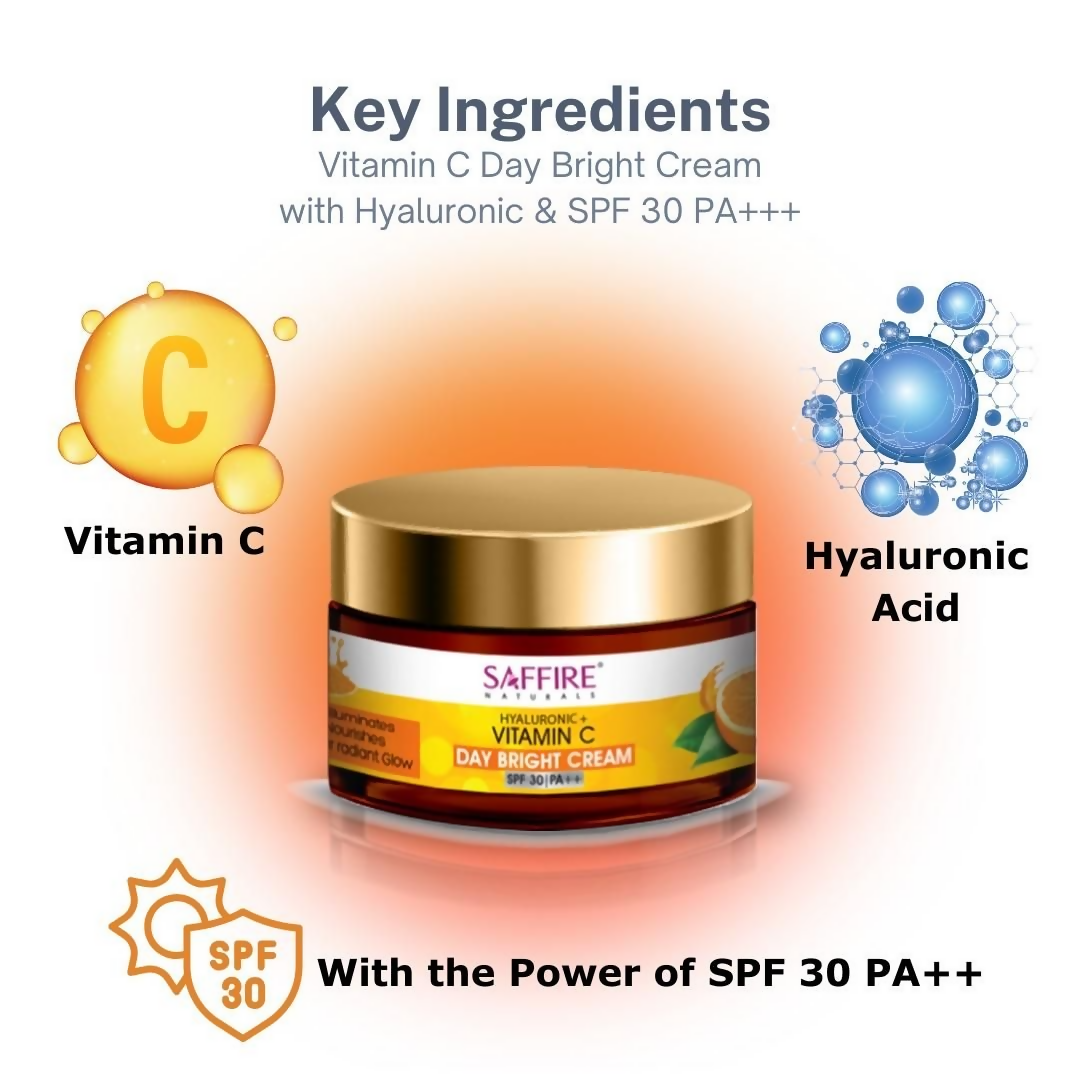 Saffire Naturals Hyaluronic + Vitamin C Day Bright Cream | Grocsy