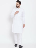 Even Apparels White Pure Cotton Men's Kurta With Band Collar | Grocsy