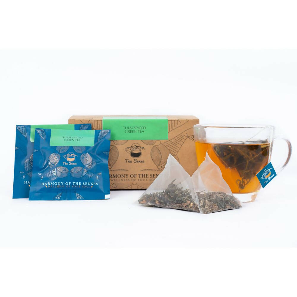 Tea Sense Tulsi Spiced Green Tea Bags Box | Grocsy