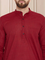 Even Apparels Men's Pure Cotton Maroon Kurta | Grocsy