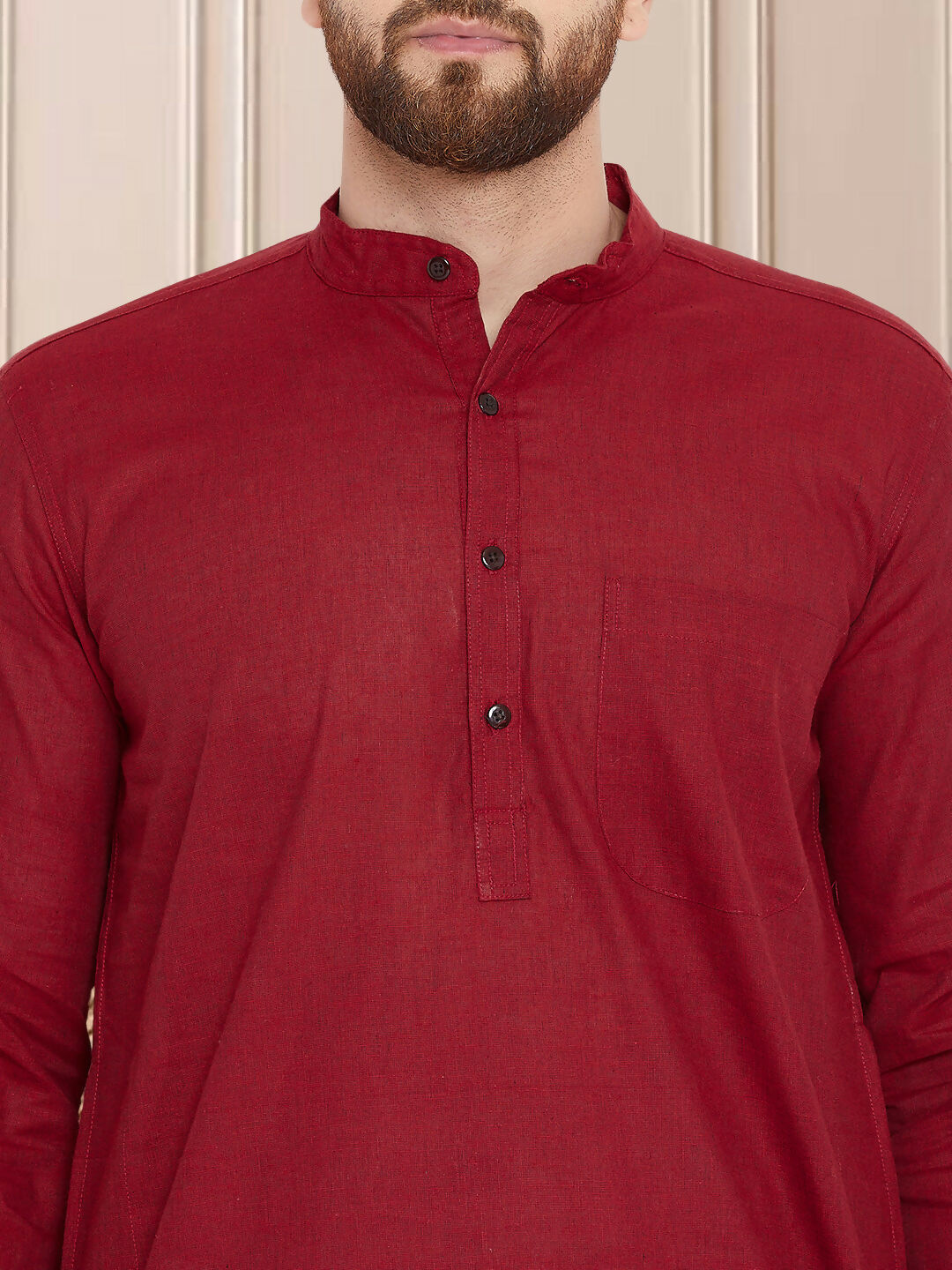 Even Apparels Men's Pure Cotton Maroon Kurta | Grocsy
