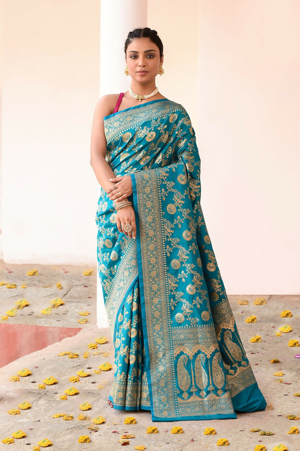 Joban Fashion Aqua Soft Pure Handloom Banarasi Silk Saree | Grocsy