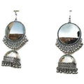 MS Fashion India Large Mirror Earrings With Oxidized Silver Jhumkas | Grocsy