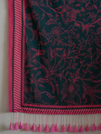 Suta Navy Blue Floral Pure Cotton Saree | Grocsy