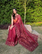Vamsee Pink Organza Saree | Grocsy