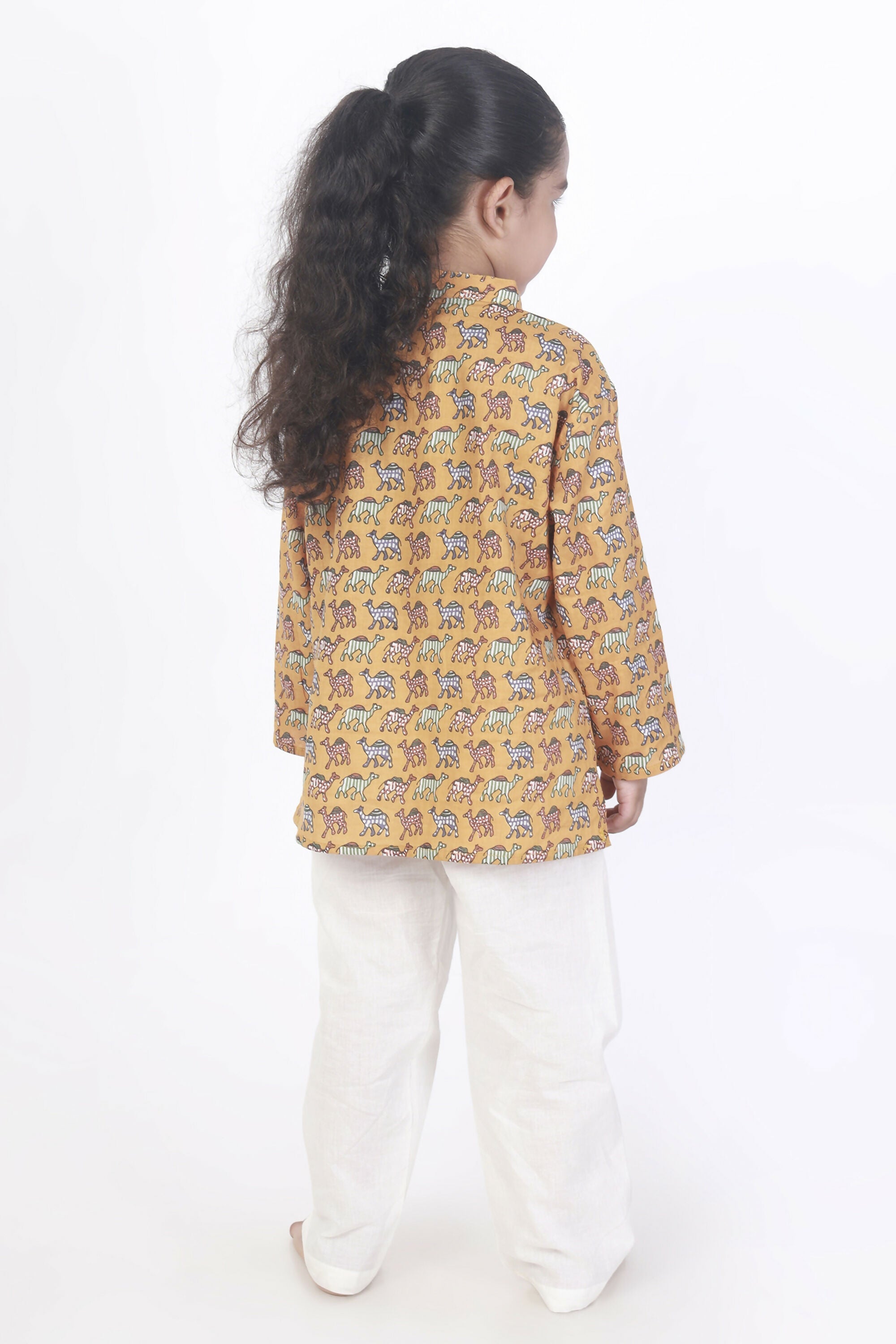 Breathables Kids Cotton Night Suit – Yellow Camel Print Kurta & Pyjama Co-Ord Set For Boys & Girls | Grocsy