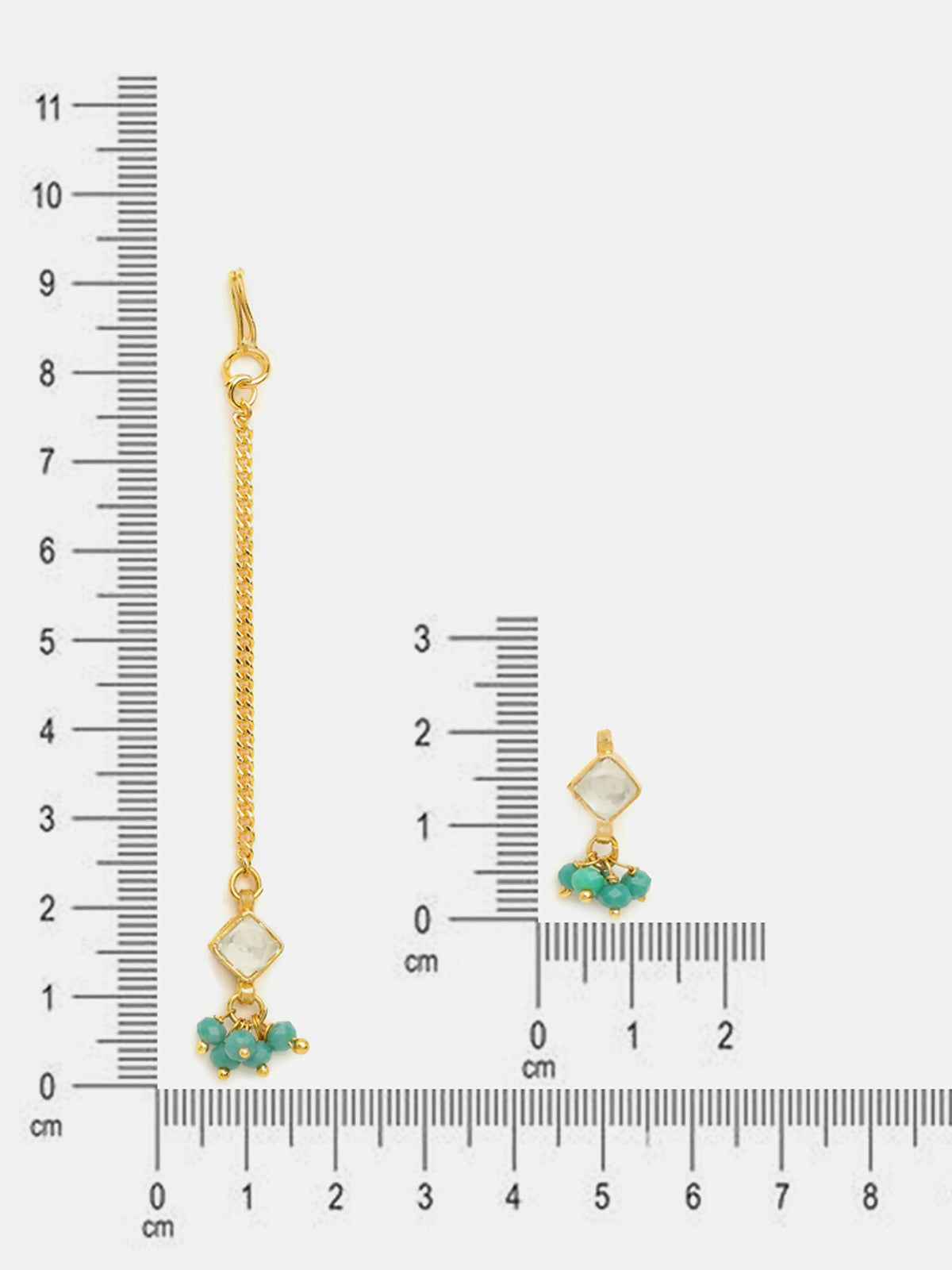 Ruby Raang Gold-White Set Of Earrings And Maang Tikka | Grocsy