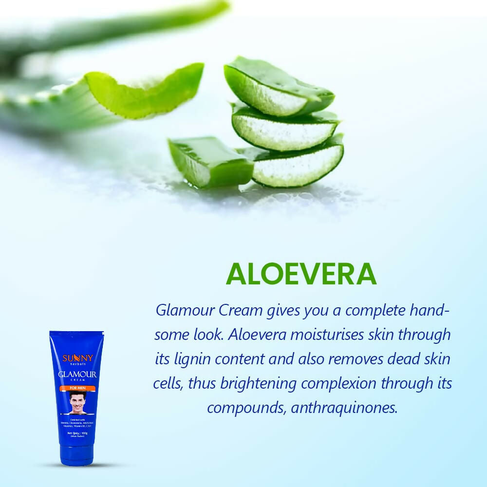 Sunny Herbals Glamour Cream For Men With Aloe Vera To Moisturize & Reduce Dark Spots | Grocsy