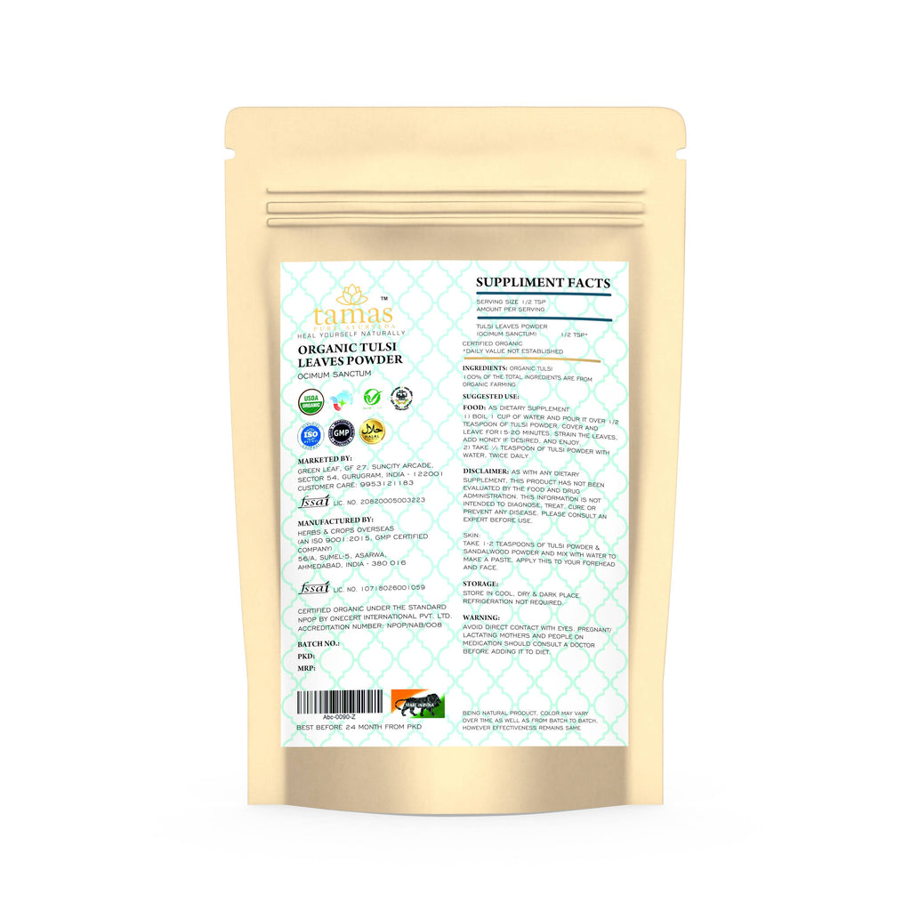 Tamas Pure Ayurveda Superfood Organic Tulsi Leaves Powder | Grocsy