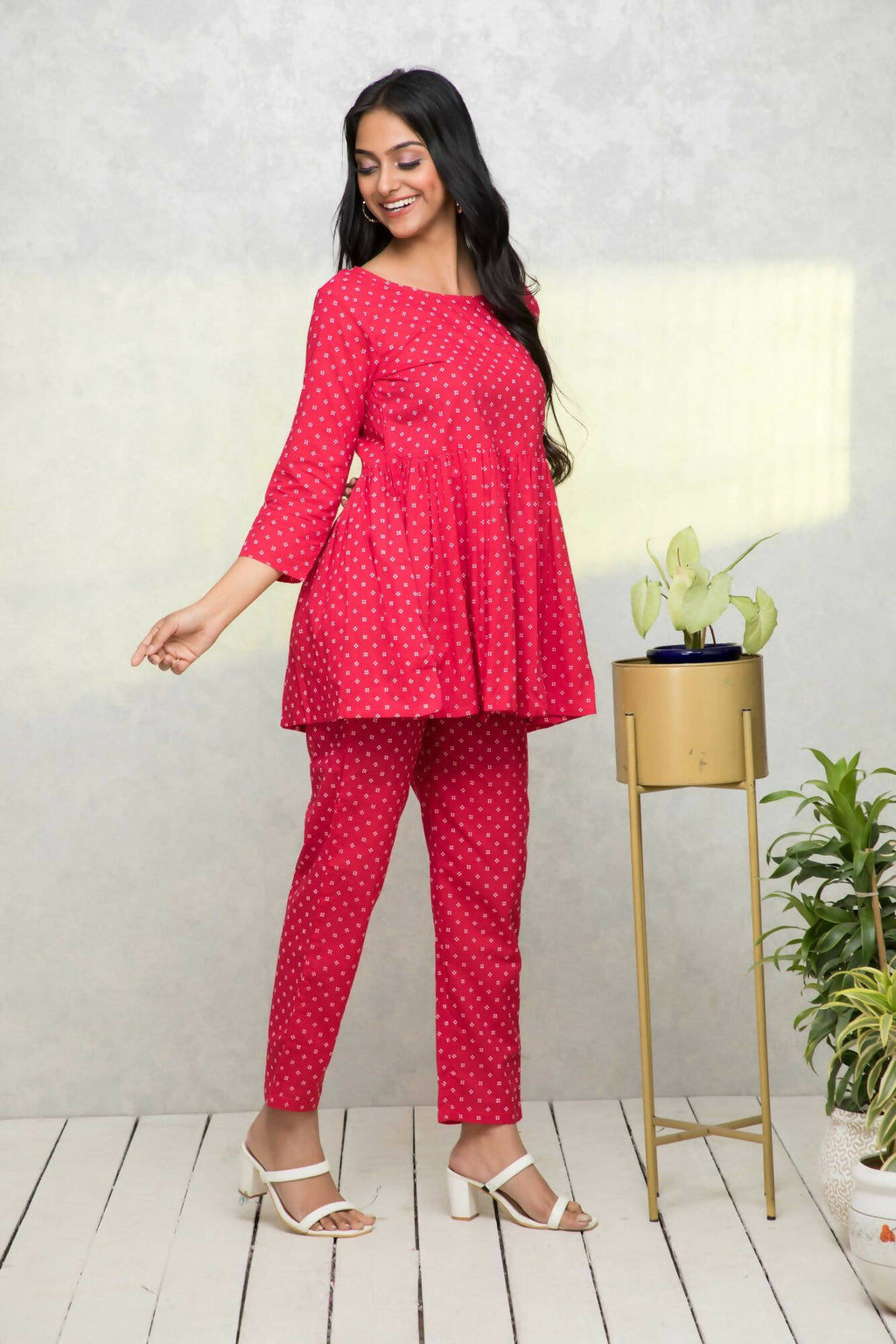 Myshka Women Red Printed Co-Ords | Grocsy