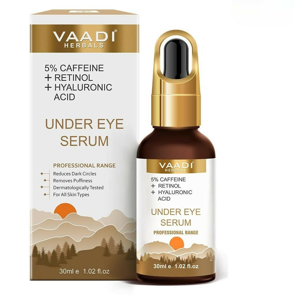 Vaadi Herbals Under Eye Serum With 5% Caffeine & Retinol & Hyaluronic Acid, Reduce Dark Circles, Reverse Aging | Grocsy