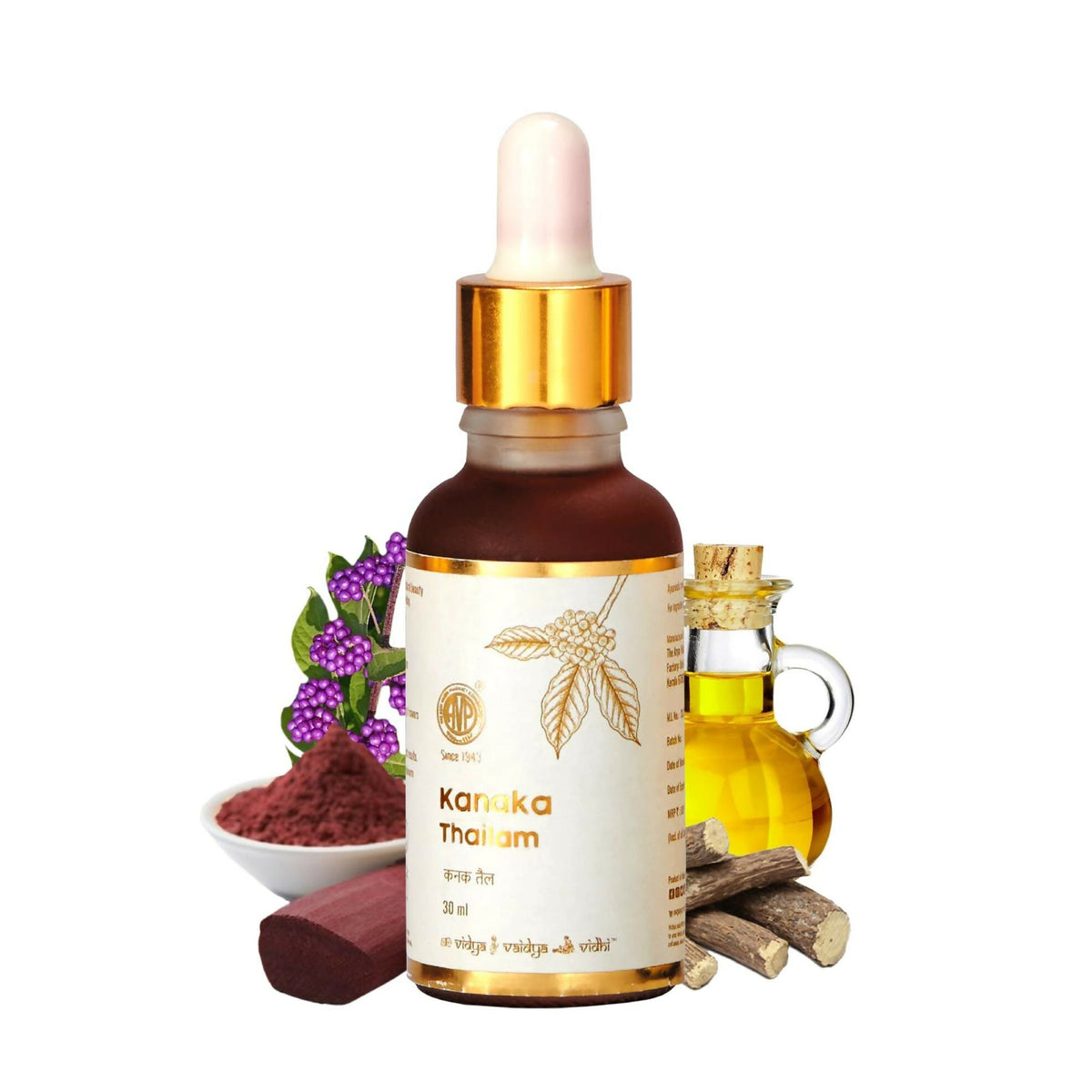 AVP Ayurveda Kanaka Thailam Day Serum Infused with Beauty Berry and Sandalwood, Ayurvedic Herbal Face Oil | Grocsy