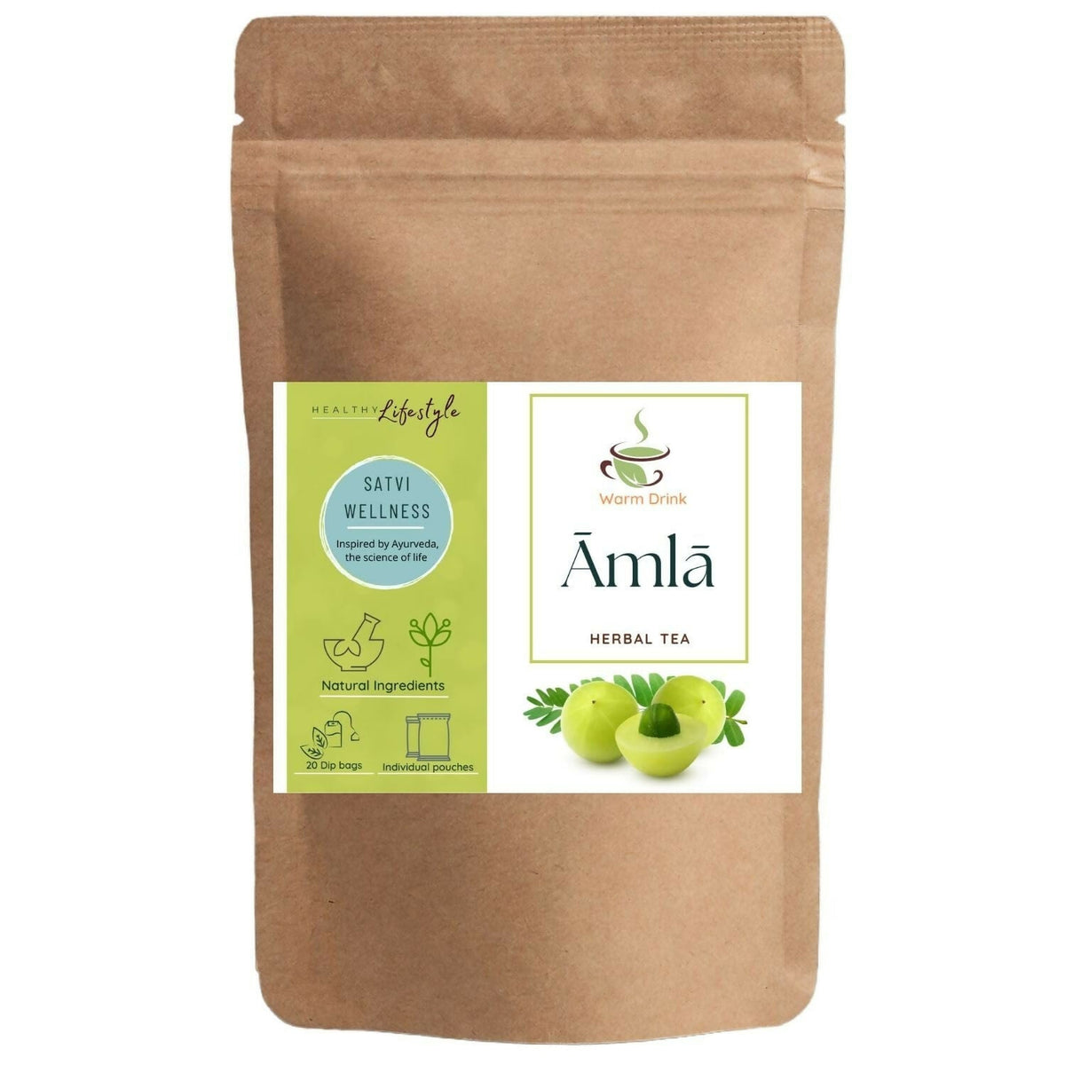 Satvi Wellness Amla Tea | Indian Gooseberry Tea Bags | Grocsy