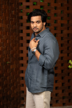 Linen Gray Ocean Haze Shirt By Hilo Design | Grocsy