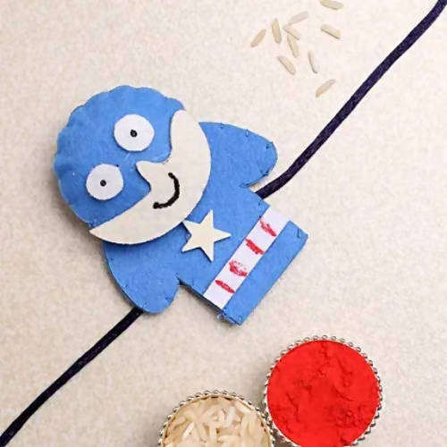 Captain America Cute Kids Rakhi & Soan Papdi | Grocsy