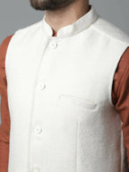 Even Apparels Pure Wool Nehru Jacket - White | Grocsy