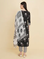 Designer Stylish black Cotton Stitched Suit With Dupatta - Tanisha | Grocsy