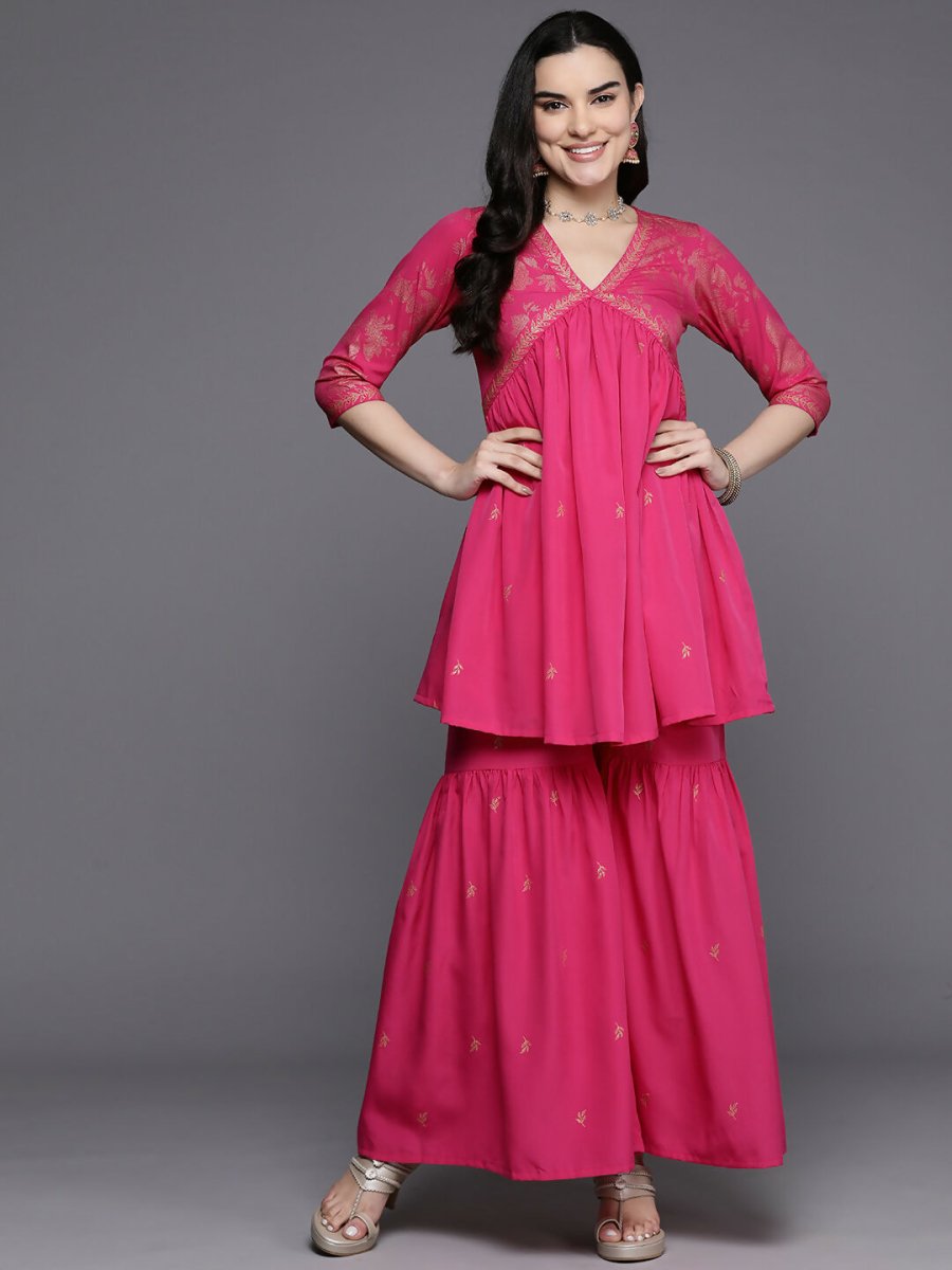 Ahalyaa Women's Traditional Wear Co-ods - Pink | Grocsy