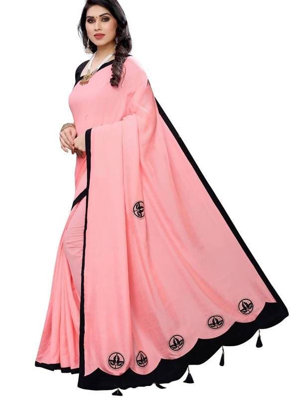 Vamika Designer Peach Georgette Saree (TSUNAMI PEACH ) | Grocsy