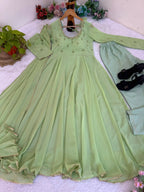 Teeya Creation New Trendy Anarkali Gown Set - Light-Green | Grocsy