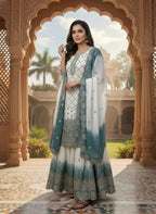 Teeya Creation Multi Color Star Georgette Heavy Embroidery Work Functional Wear Salwar Suit | Grocsy