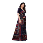 Vamika Printed Jute Silk Navy Blue Saree (Namita Navy) | Grocsy