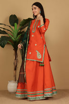 Joban Fashion Orange Taffeta Lehenga Set | Grocsy
