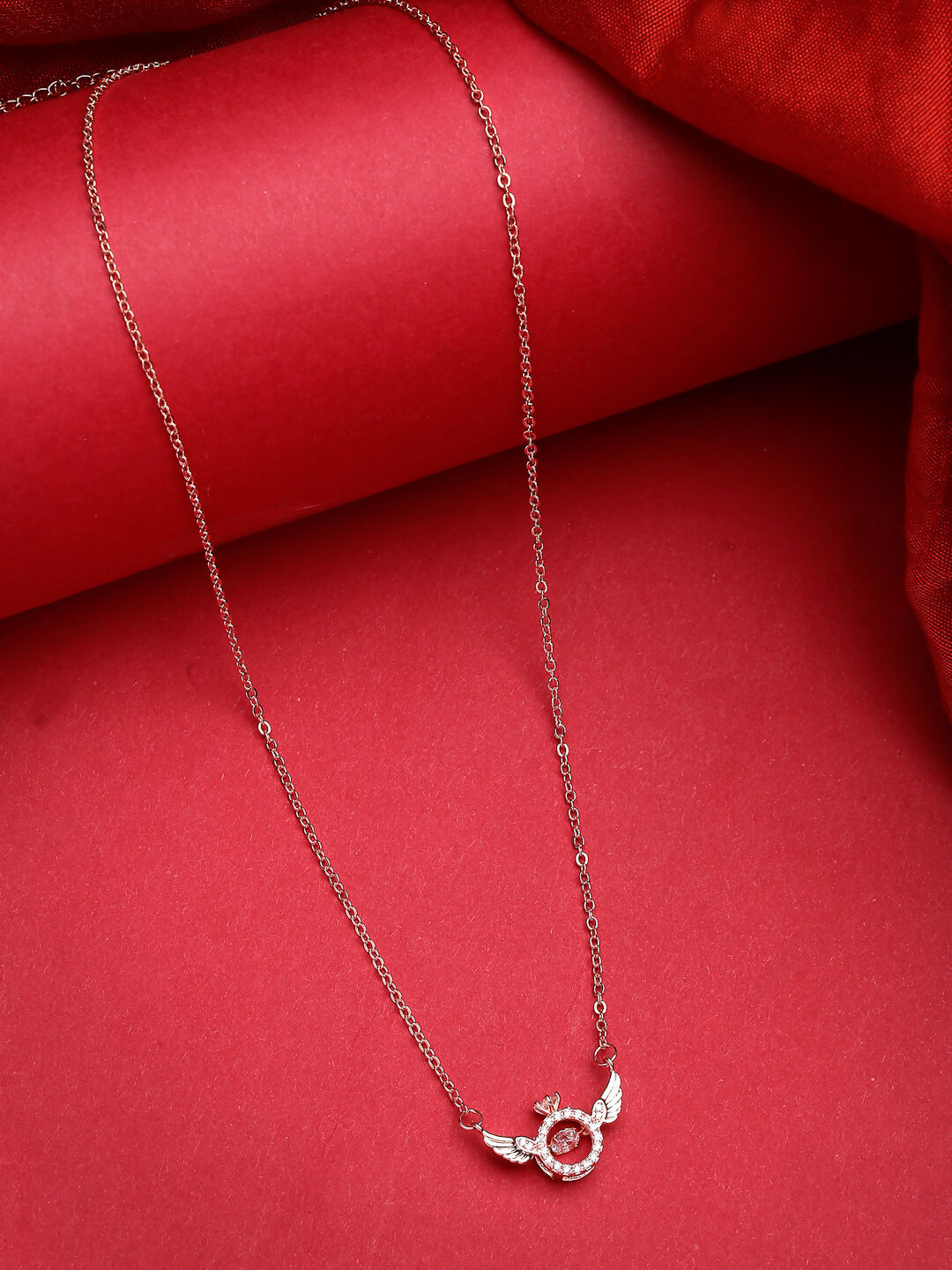 NVR Women's Rose Gold American Diamond Metal Chain | Grocsy