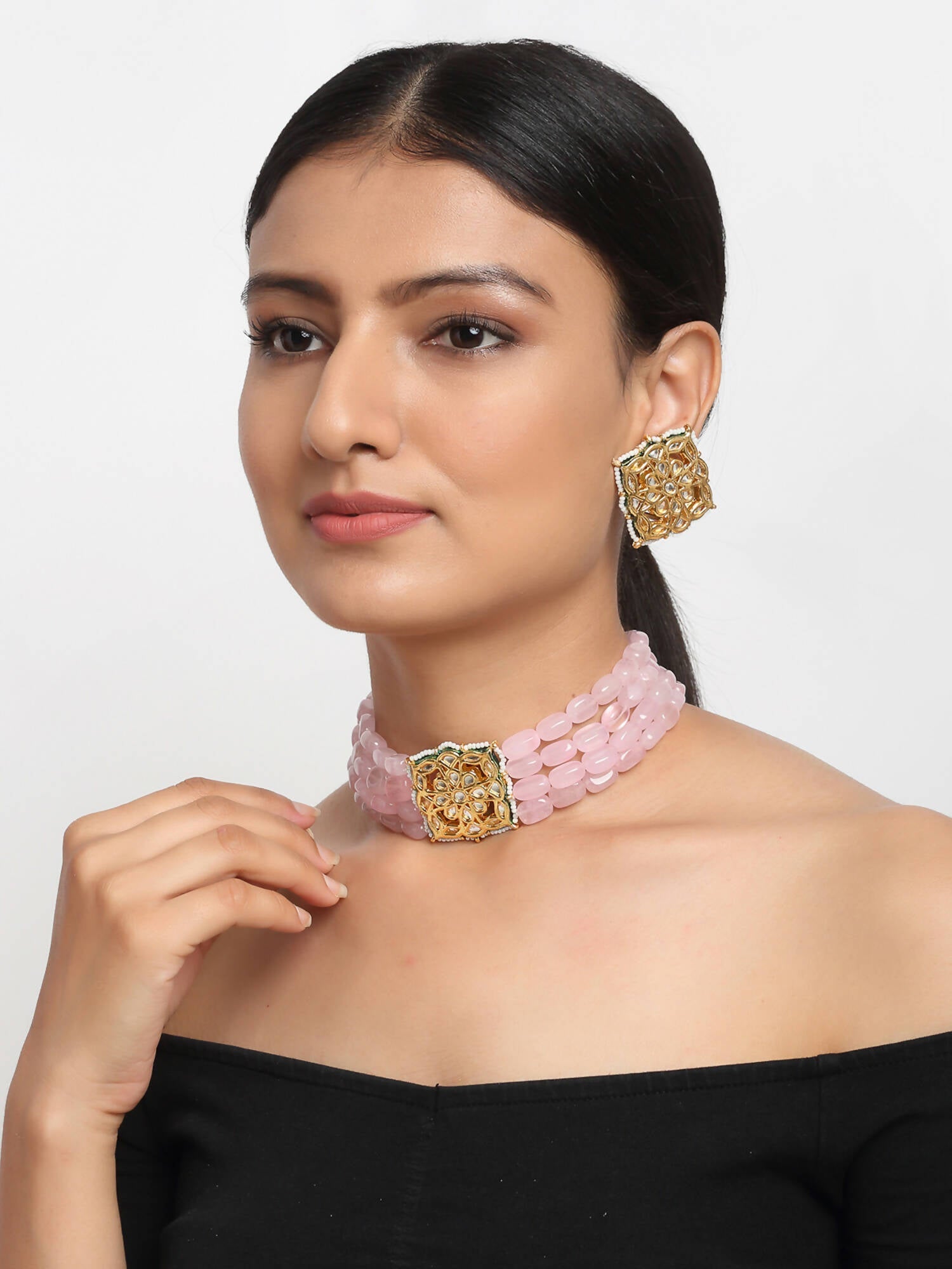 Kundan Choker With Studs - Ruby Raang | Grocsy