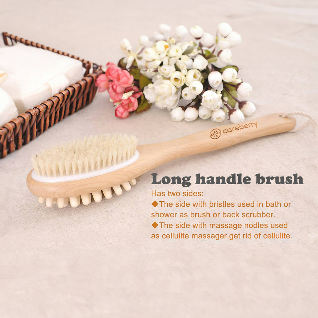 Careberry Dual-Action Bamboo Body Brush | Grocsy