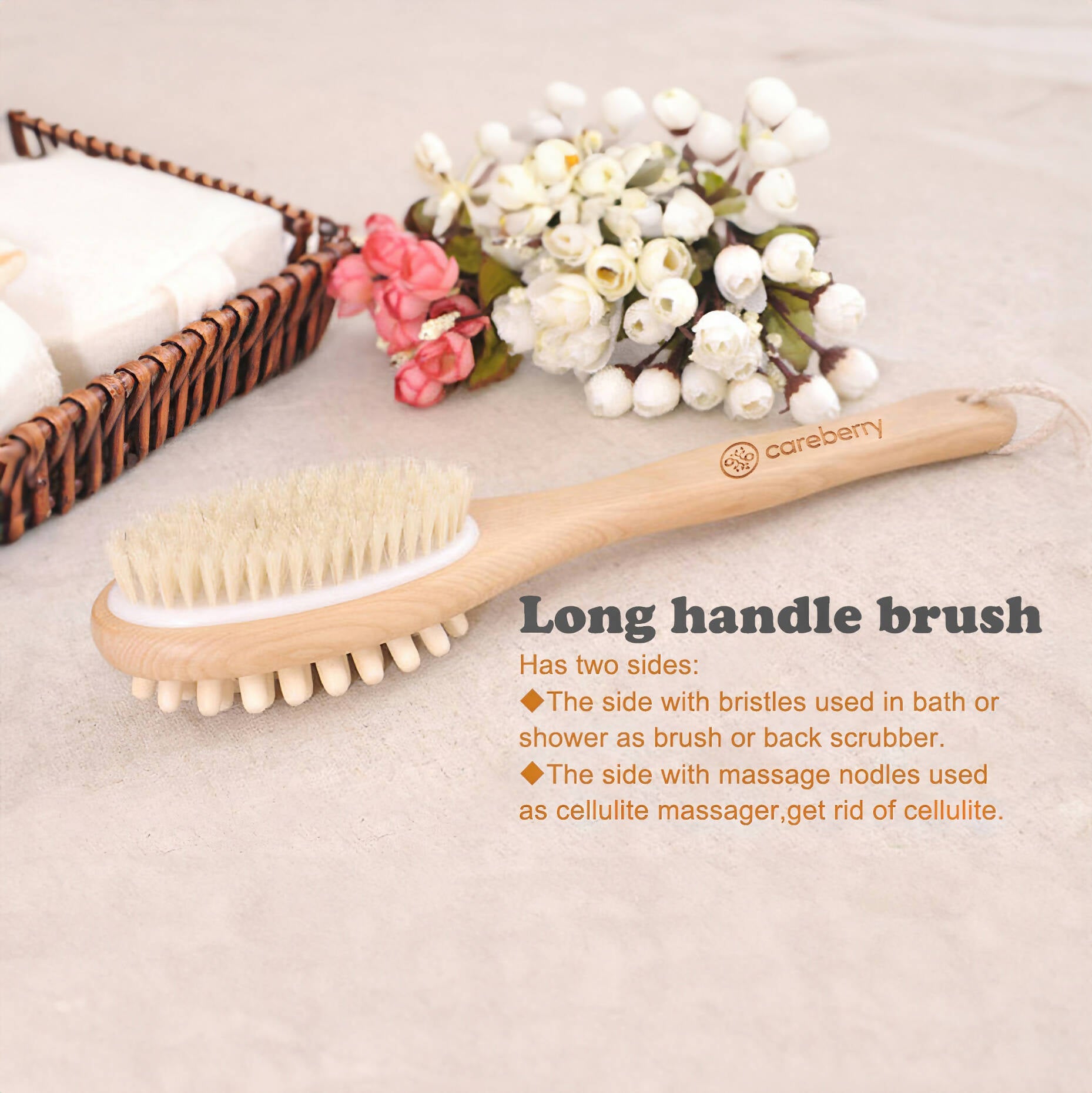 Careberry Dual-Action Bamboo Body Brush | Grocsy