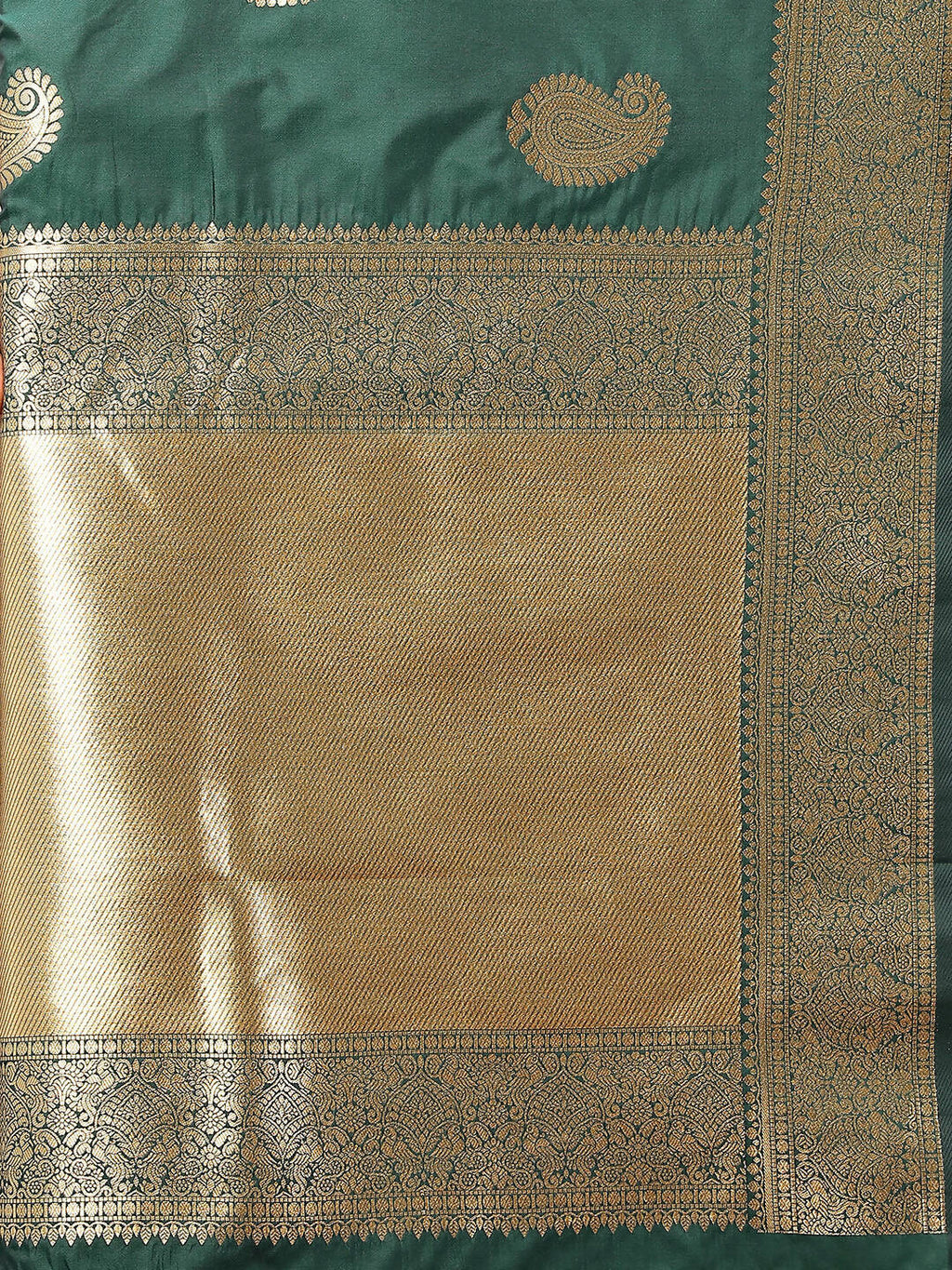 Lorenvalley Fashion Green Soft Silk Woven Design Gold Zari Weaving Saree | Grocsy