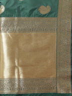 Lorenvalley Fashion Green Soft Silk Woven Design Gold Zari Weaving Saree | Grocsy