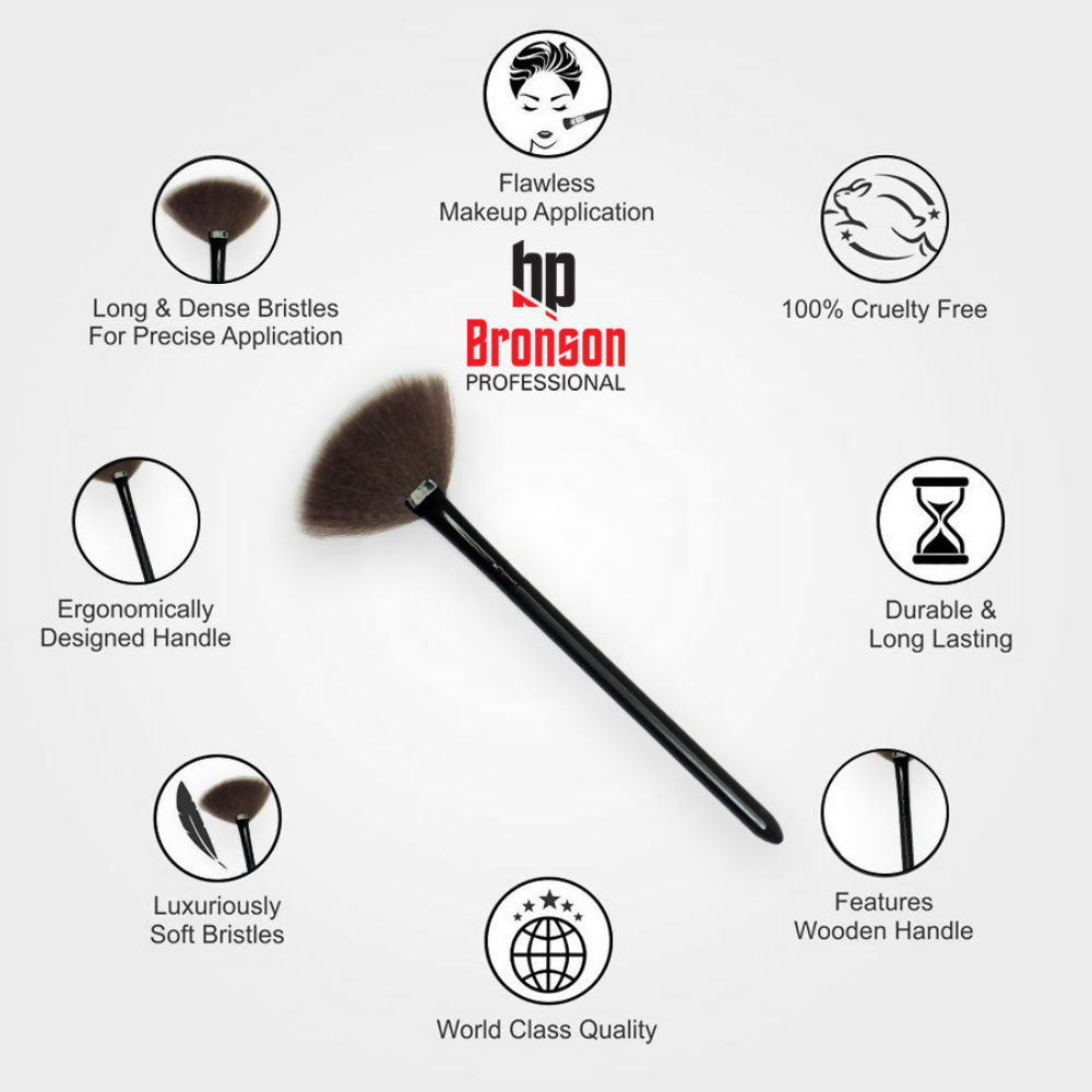 Bronson Professional Fan Makeup Brush for Highlighter & Smooth Powder Application | Grocsy