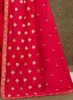 Red Georgette Embroidered Saree with Unstitched Blouse Piece - Avika | Grocsy
