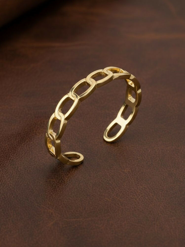 NVR Men's Gold Plated Cuff Bracelet | Grocsy