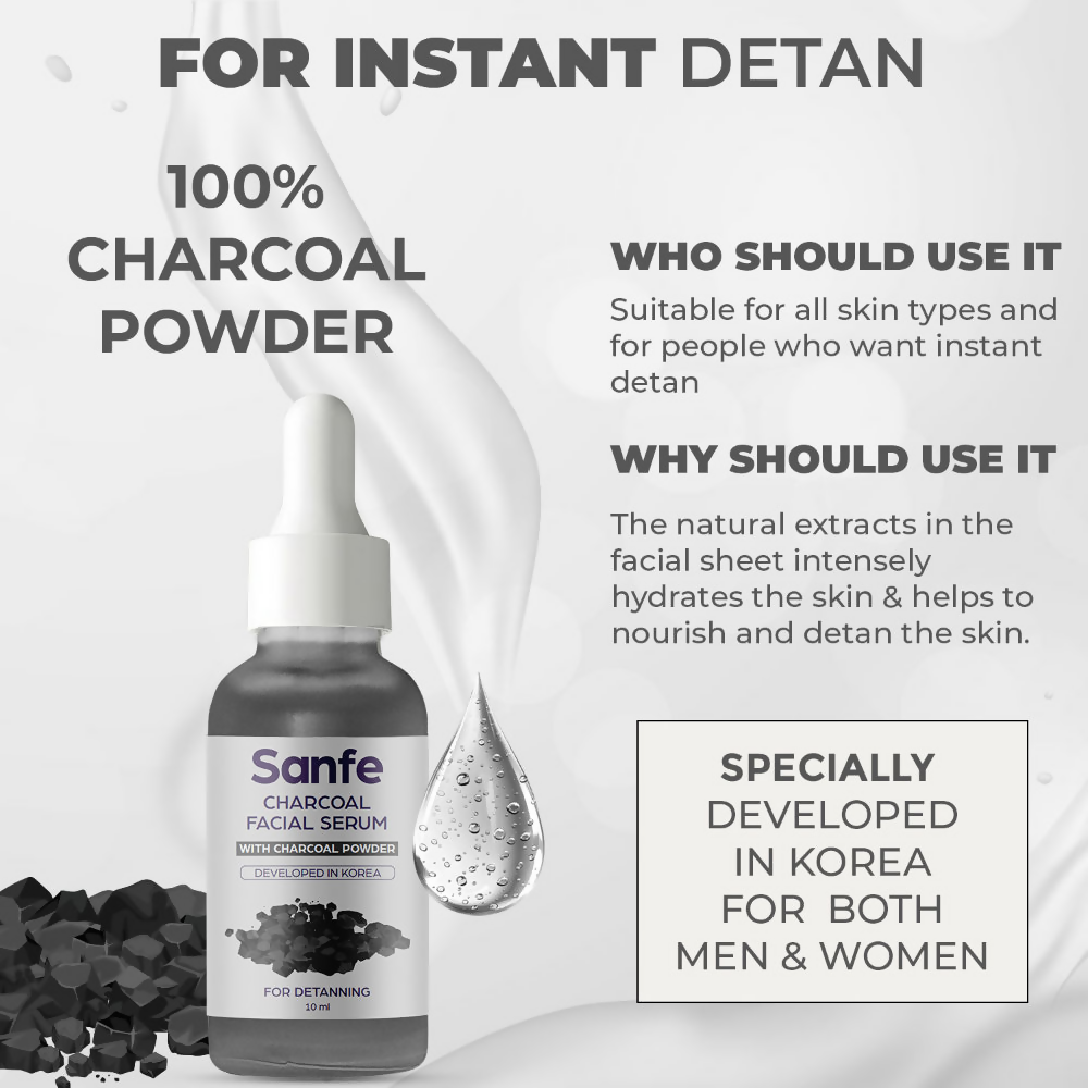 Sanfe Instant Detan Charcoal Facial Serum | Grocsy