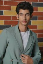 Soft Gray Asymmetric Blazer Set by Hilo Design | Grocsy