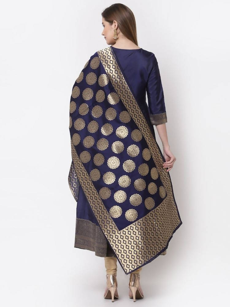 Myshka Blue Color Silk Solid Anarkali Gown With Dupatta | Grocsy