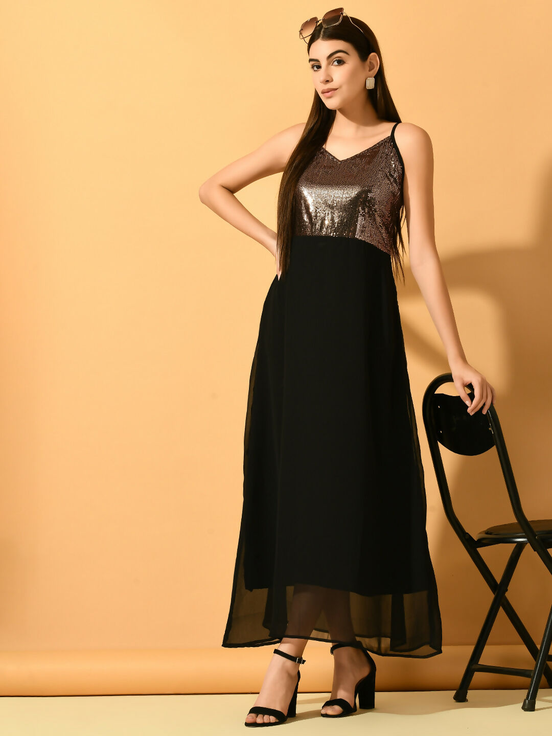 Myshka Women's Black Empire Party Dress | Grocsy