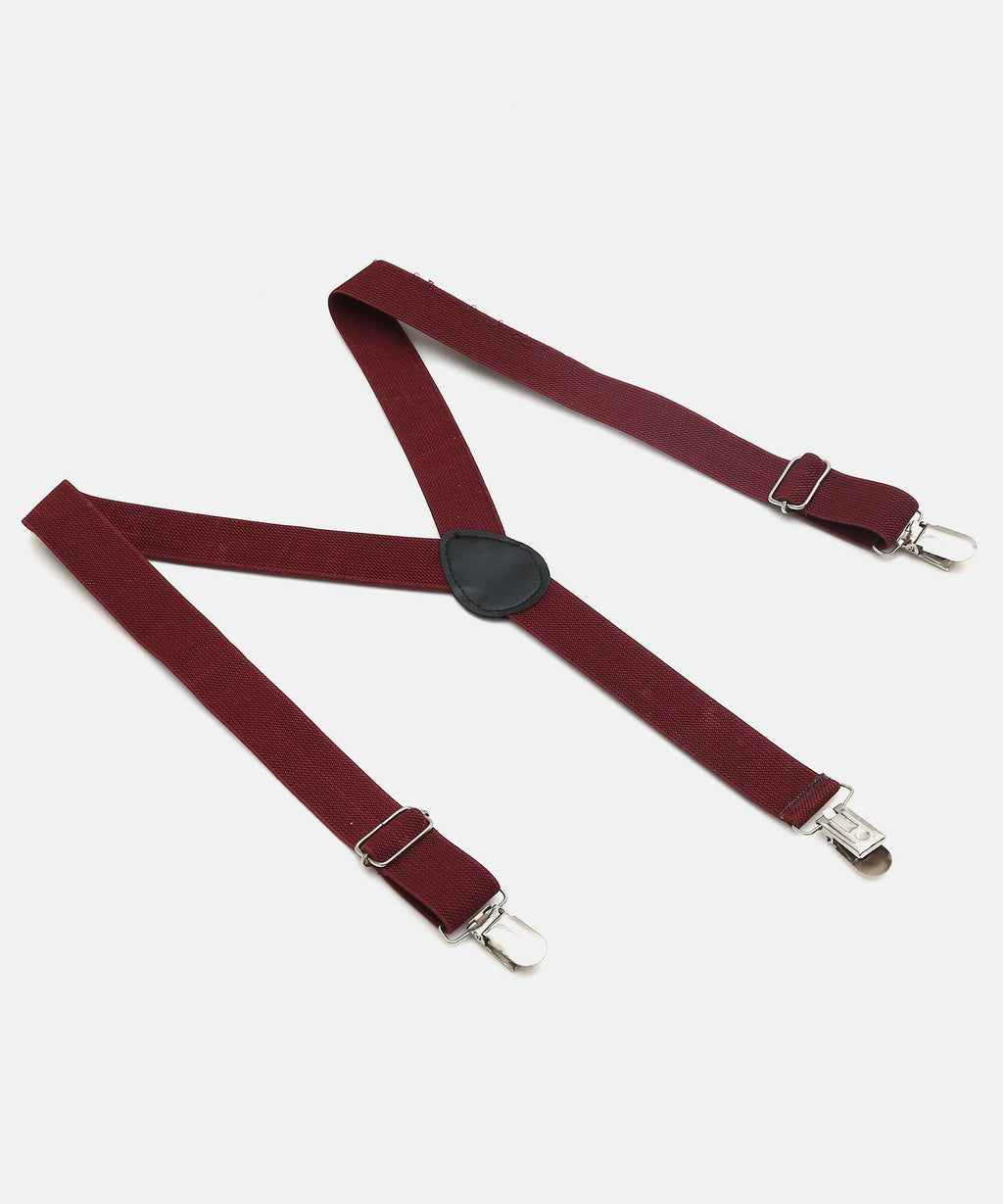 Manet Boys Solid Suspenders - Maroon | Grocsy